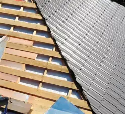 Roofing materials and installation process on a house